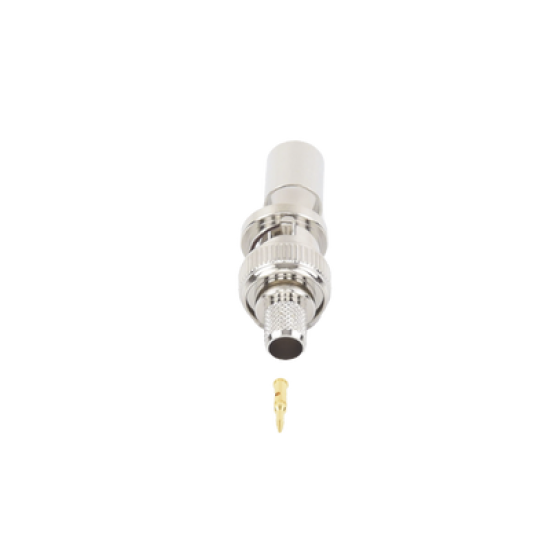 Conector BNC Macho de Anillo Plegable para Cable Belden 8281 tipo RG-59/U, Níquel/ Oro/ Delrin.