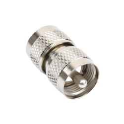 Adaptador Barril en Línea, de Conector UHF Macho (PL-259) a UHF Macho (PL-259), Níquel/ Plata/ Teflón.