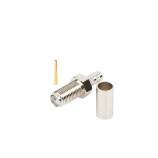 Conector SMA Hembra de Anillo Plegable para Cable RG-58/U, Niquel/ Oro / Teflón.