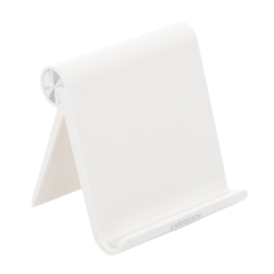 Soporte de Escritorio para Telefono Celular / Ajustable de 0° a 100° / Goma Antiarañazos / Antideslizante / Amplia Compatibilidad con dispositivos de 4'' a 7.9'' / Plegable / ABS / Color Blanco