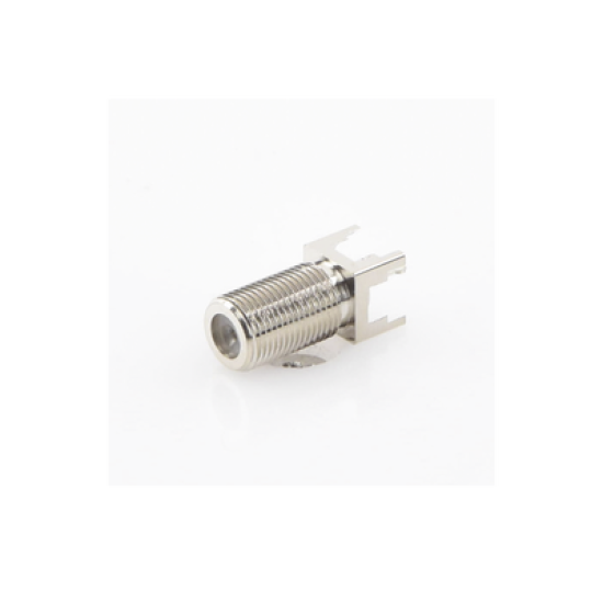 Conector F Hembra para PCB de Montaje Vertical, Níquel/ Estaño/ Polietileno.
