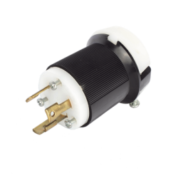 Clavija Industrial con Bloqueo de Media Vuelta / 30 A 250 V CA / 2 Polos 3 Hilos / Color Blanco y Negro / Nema L6-30P.