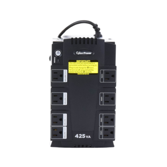 UPS de 425 VA/255 W, Topología Standby, Entrada 120 Vca NEMA 5-15P, Tipo Gabinete Compacto, Con 8 Tomas NEMA 5-15R