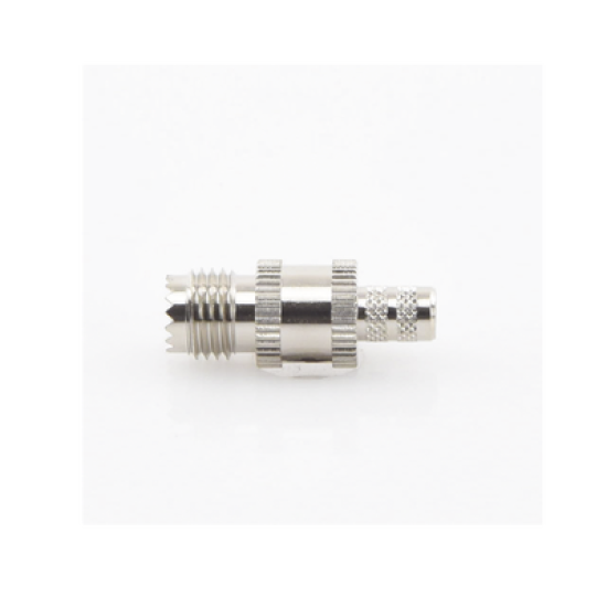 Conector Mini-UHF Hembra en Línea, de Anillo Plegable para Cable Coaxial RG-8/X, 9258, LMR-240, Níquel/ Plata/ Teflón.