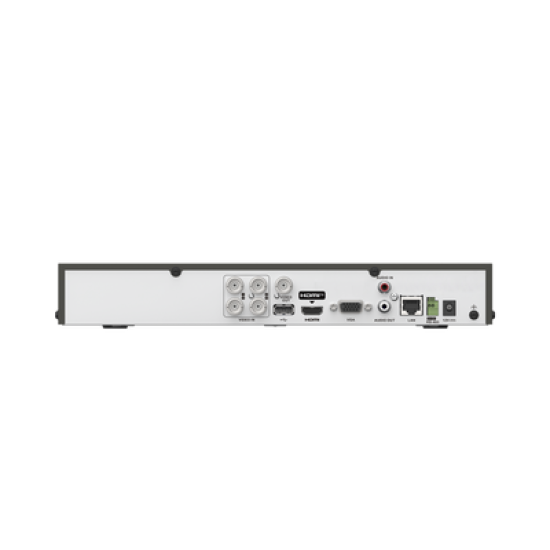 DVR 4 Canales TURBOHD + 4 Canales IP / 8 Megapixel (4K) / Audio Bidireccional por Coaxitron / ACUSENSE / Reconocimiento Facial / 1 Bahía de Disco Duro / Salida de Video en Full HD / H.265+