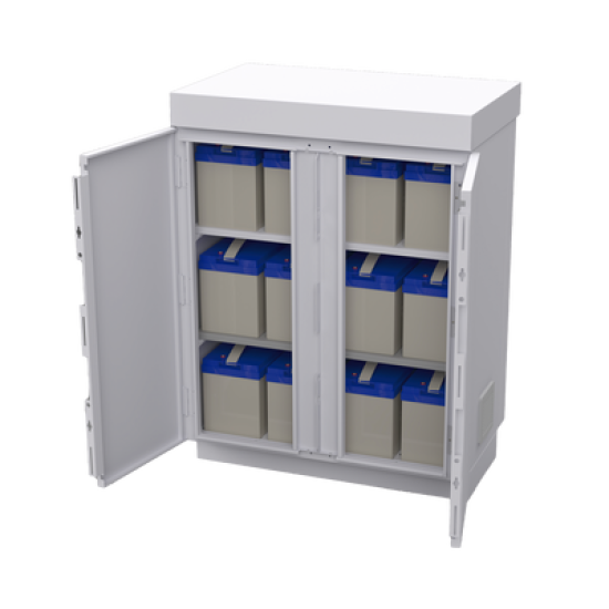 Gabinete de Lámina Galvanizada para  Baterías (Hasta 12 Baterías PL110D12) y Equipo de Comunicación.