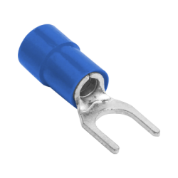 Terminal tipo horquilla ( espada ) aislada / 16 - 14 AWG / Azúl / Paquete de 25 piezas.
