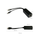 Cable divisor PoE pasivo de 48-55 Vcc @ 12 Vcc, 2 A. Aplicaciones como adaptar micrófonos en cámaras IP