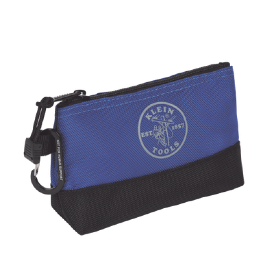 KIT 5 Bolsos Ultra Resistentes para Herramientas con Base y cierre Zipper, Colores: gris claro, amarillo, naranja, azul, gris oscuro. Todos con Mosquetones de Aluminio.