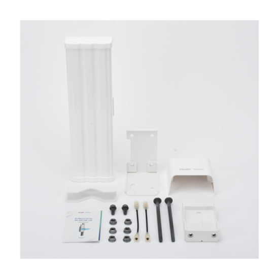 Antena Sectorial de 120° AirMetro con 16 dBi en Banda 5Ghz (5150-5850 Mhz) Slant 45° Compatibilidad Multi-Marca para enlaces Multipunto, Conectores SMA Hembra Inverso.