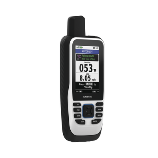 GPS portátil GPSMAP 86s con mapa base precargado, incluye batería interna recargable.