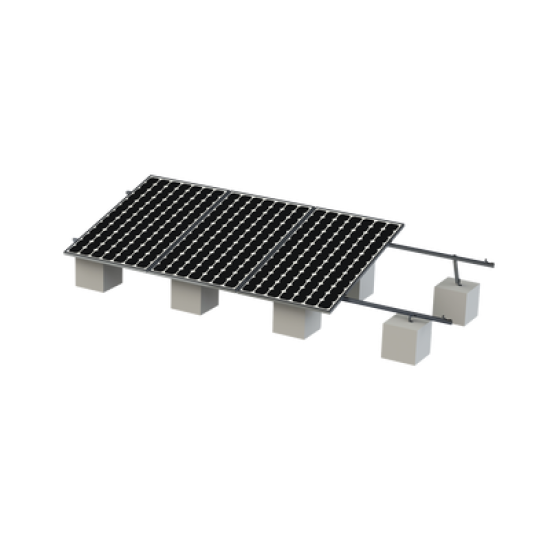 Kit Montaje para 4 Módulos de 35mm espesor / Riel No.8 / Vel. de Viento Máx. 136km/h / Ajustable 20° a 45° / 5400mm Longitud 