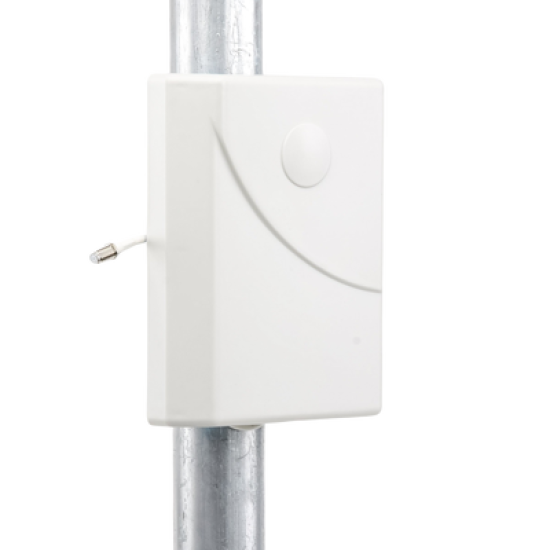 Antena Tipo Panel de Montaje en Pared, Multibanda 700-960 MHZ/ 1710-2170 MHz, 75 Ohm, conector F hembra.