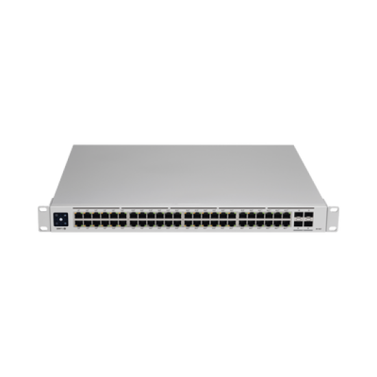 UniFi Switch USW-Pro-48-POE Gen2, Capa 3 de 48 puertos PoE 802.3at/bt + 4 puertos 1/10G SFP+, 600W, pantalla informativa