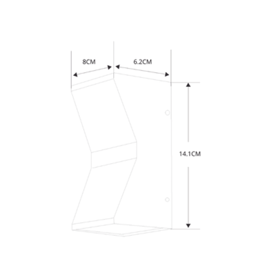 Lámpara Arbotante 6 W 330 lm / Dimensiones 141 x 80 mm / 85 - 265 Vca~ 50/60Hz / Luz Cálida 2 700 K / Uso en exterior IP 54.