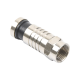 Conector F Macho de Compresión para cable RG-6, Cuerpo de Bronce Niquelado.