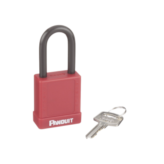 Candado de Bloqueo LOTO de Seguridad Dieléctrico, Con Llave Única, Diámetro de 6.5 mm, Color Rojo