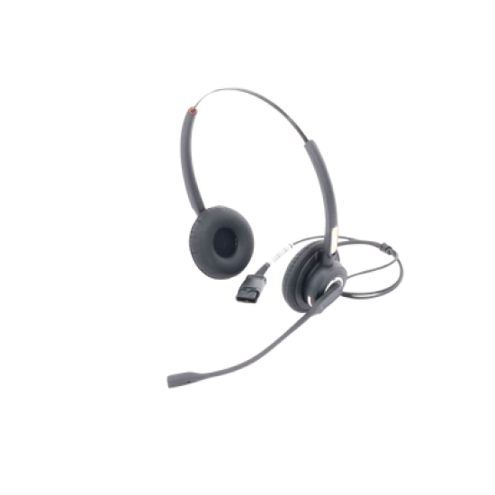 Diadema binaudal (duo) con tecnología antishock para teléfonos IP FANVIL y Polycom con micrófono de cancelación de ruido, larga durabilidad 