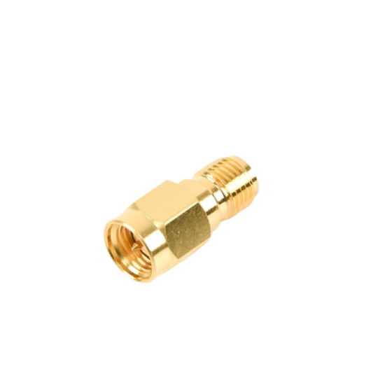 Adaptador en Línea, de Conector SMA Macho a SMA Hembra Inverso, Oro/ Oro/ Teflón.