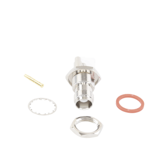 Conector TNC Hembra de montaje en Chasis tipo D Plano y anillo plegable para RG-174/U, 8216.