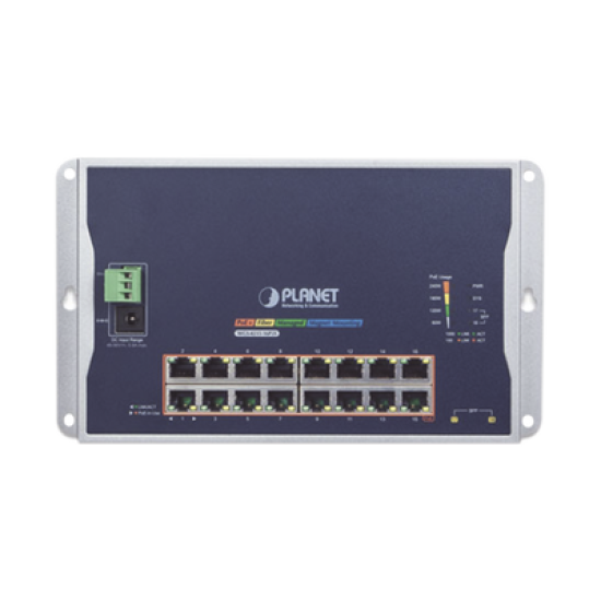Switch Industrial Administrable Capa 2 de Pared,16 Puertos PoE 802.3at Gigabit y 2 Puertos SFP