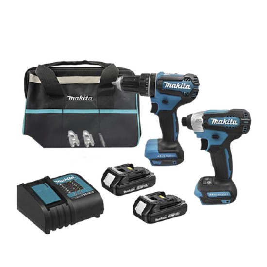 Kit de Rotomartillo Atornillador DHP485Z + Atornillador de Impacto DTD157Z, incluye 2 Baterías BL1815N, 1 Cargador DC18SD y Maleta de lona.