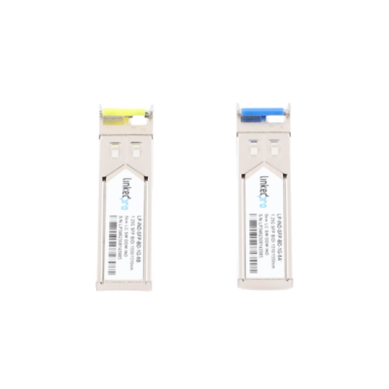 Transceptores Ópticos Industriales Bidireccionales SFP (Mini-Gbic) / Monomodo 1310 & 1550 nm / 1.25 Gbps / 1000BASE-BX / Conector LC/UPC Simplex / DDM / Hasta 5 km / 2 Piezas
