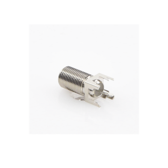 Conector F Hembra para PCB de Montaje Vertical, Níquel/ Estaño/ Polietileno.