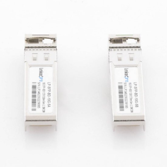 Transceptores Ópticos Bidireccionales SFP+ (Mini-Gbic) / Monomodo 1270 & 1330 nm / 10 Gbps / 10GBASE-BX / Conector LC/UPC Simplex / DDM / Hasta 5 km / 2 Piezas 