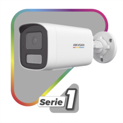 [Dual Light + ColorVu] Bala IP 2 Megapixel / Lente 4 mm / 50 mts IR + 50 mts Luz Blanca / Micrófono Integrado / ACUSENSE Lite / Exterior IP67 / WDR 120 dB / PoE / Micro SD / ONVIF