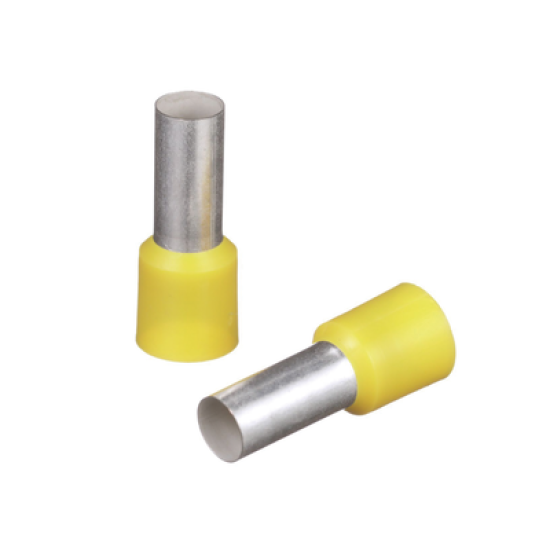 Ferrule Aislado Para Cables 4 AWG, PIN de 16 mm de Longitud, Mango Color Amarillo, Paquete de 50pz