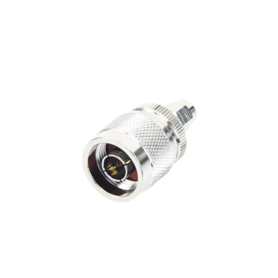 Adaptador en Línea, de Conector SMA Macho Inverso a N Macho, Níquel/ Oro/ Teflón.