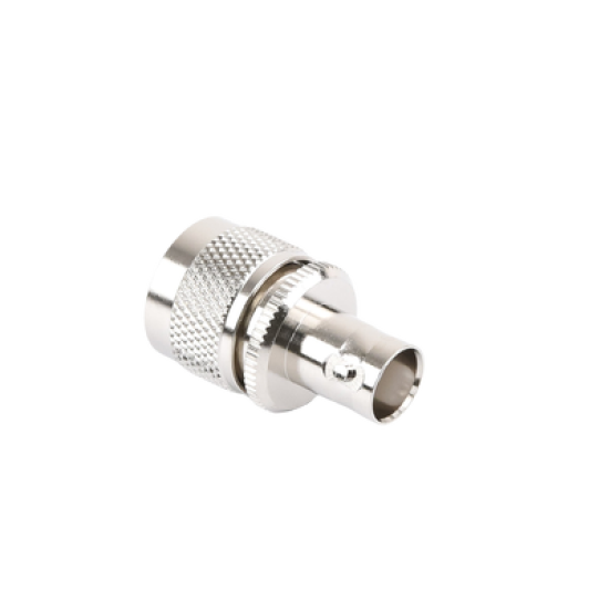 Adaptador en Línea para 50 Ohm, Conector BNC Hembra-UHF Macho (PL-259), Níquel/ Plata/ Delrin.