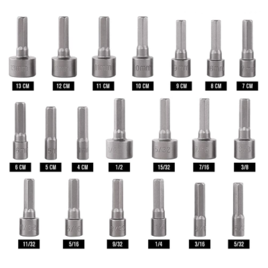 Juego de 208 Puntas para Taladro Entrada Hexagonal 1/4