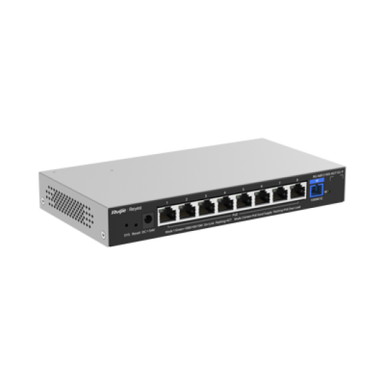 e-Lighten ONU / Switch PoE+ Hibrido, Capa 2 con un Puerto PON 1G y 8 Puertos Ethernet PoE+ 1G hasta 120 Watts y 100 Clientes