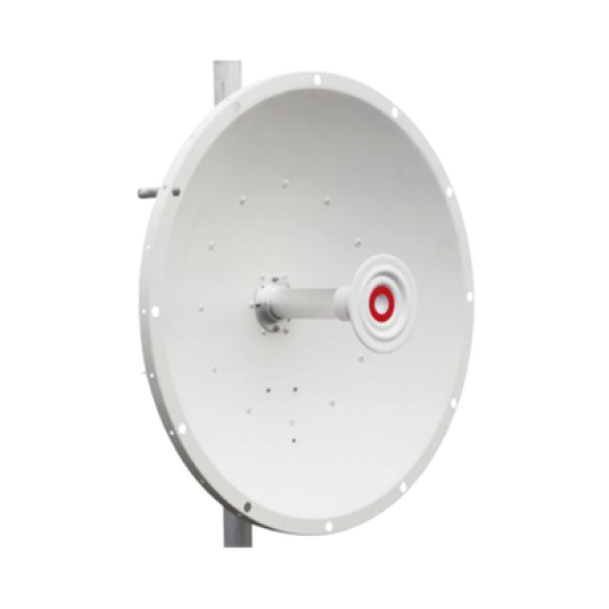 Antena direccional de 2ft, 5.9 a 7.1 GHz, Ganancia 30 dBi, Conectores RP-SMA Hembra, Polarización doble, incluye montaje para torre o mástil 