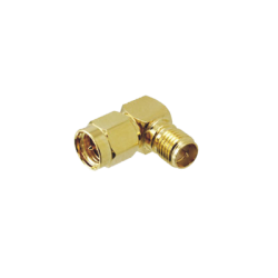 Adaptador en Ángulo Recto, de Conector SMA Macho a SMA Hembra Inverso, Oro/ Oro/ Teflón.