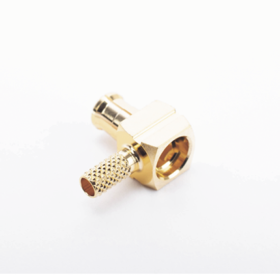 Conector MCX Macho en Ángulo Recto de Anillo Plegable para Cable RG-174/U, 8216, Oro/ Oro/ Teflón.