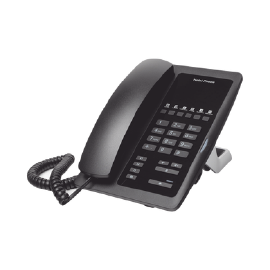 Teléfono IP para Hotelería, profesional con 6 teclas programables para servicio rápido (Hotline), plantilla personalizable con PoE 