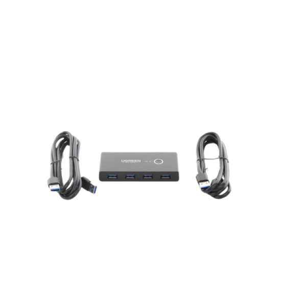 Conmutador USB para Compartir 4 Puertos USB 3.0 a 2 PC Ìs | Cambio Mediante Botón | Incluye Dos Cables USB de 1.5 m | ABS | Permite que 2 Usuarios Compartan 4 Dispositivos Periféricos USB3.0, como una impresora, un escáner, etc.