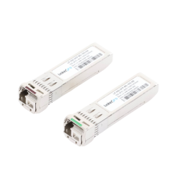 Transceptores Ópticos Industriales Bidireccionales SFP+ (Mini-Gbic) / Monomodo 1270 & 1330 nm / 10 Gbps / 10GBASE / Conector LC/UPC Simplex / DDM / Hasta 5 km / 2 Piezas