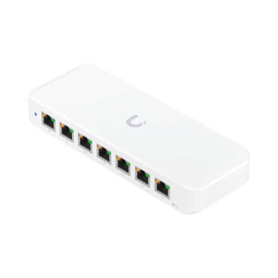 UniFi Switch Ultra Administrable 8 puertos GbE / (1) puerto POE++ IN y (7) puertos POE+/ Wattaje depende de fuente o POE IN, hasta 42W, No incluye fuente/inyector