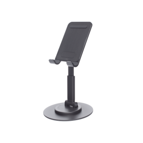 Soporte para Teléfono Celular Giratorio | 360° de Rotación | Angulo Ajustable | Altura Ajustable 17-20cm  | Antideslizante | Ejes Giratorios de Alta Precisión| Plegable | Aluminio | Color Gris