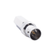 Conector BNC Hembra en 75 Ohm, Tipo Roscable para cable Coaxial RG-59/U, Níquel/ Plata/ Delrin.