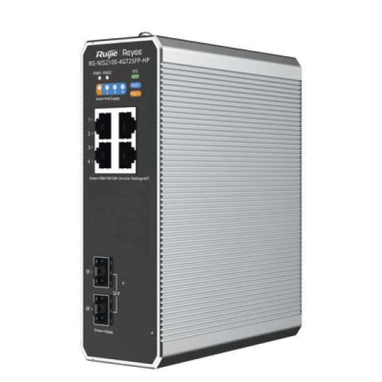 Switch Industrial PoE hasta , Ideal para temperaturas Extremas y protección contra descargas, 1 x PoE++ Port, 3 x PoE+ Ports, and 2 x SFP Uplink Ports