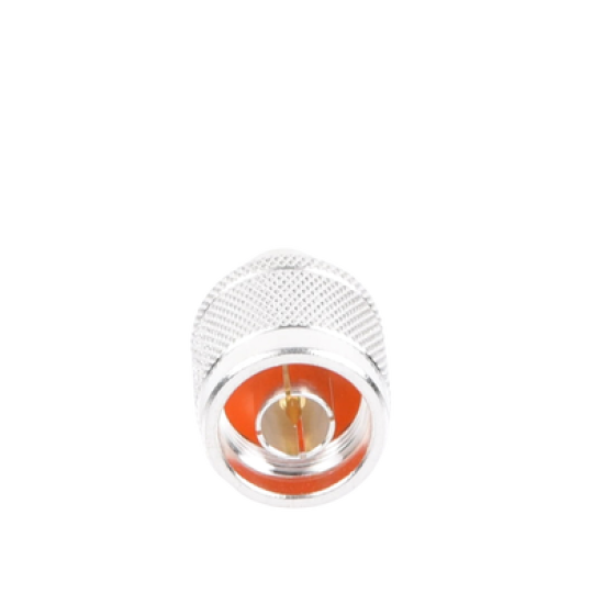 Adaptador en Línea de Conector N Macho a BNC Hembra, Plata/ Oro/ Teflón.