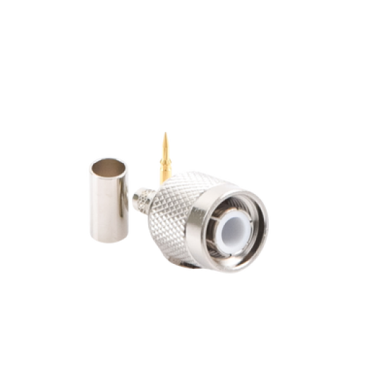 Conector TNC Macho de Anillo Plegable para Cables RG-58/U, RG-142/U, LMR-195, Níquel/ Oro/ Teflón.
