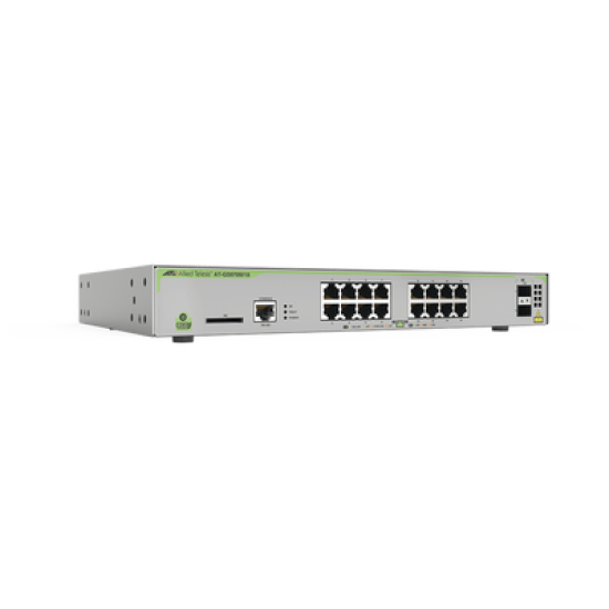 Switch PoE+ Administrable CentreCOM GS970M, Capa 3 de 16 Puertos 10/100/1000 Mbps + 2 SFP Gigabit, 247 W