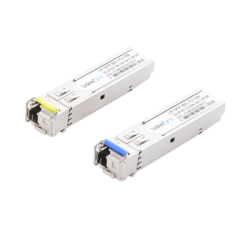 Transceptores Ópticos Bidireccionales SFP (Mini-Gbic) / Monomodo 1310 & 1550 nm / 1.25 Gbps / 1000BASE-BX / Conector LC/UPC Simplex / DDM / Hasta 10 km / 2 Piezas 