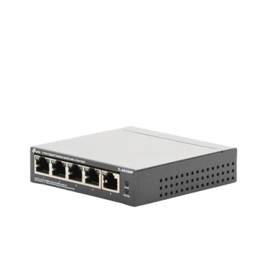 Switch Escritorio No Administrable de 5 puertos 10/100/1000 Mbps / Con 4 puertos PoE 802.3af/at de hasta 65 W / PoE Extendido hasta 250 metros